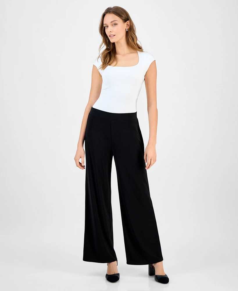 Kasper Women's Mid-Rise Wide-Leg Pull-On Pants