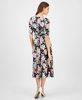 Kasper Women's Printed Elbow-Sleeve Midi Dress, Regular & Petite