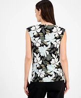 Kasper Women's Printed Keyhole Sleeveless Top, Regular & Petite