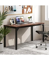 55 Inch Conference Table with Heavy-duty Metal Frame-Brown
