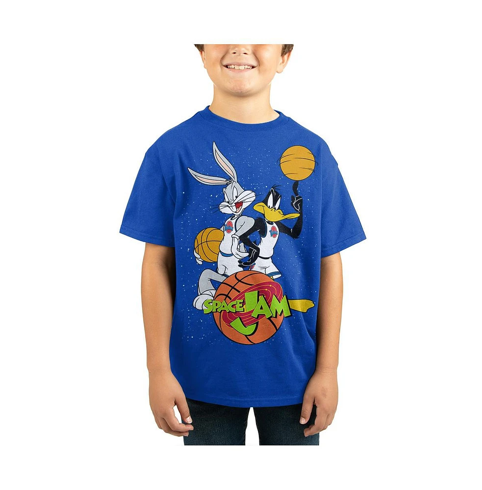 Space Jam Boys Looney Tunes Cartoon Youth Blue Shirt-x-Large