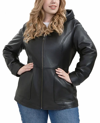 Bgsd Plus Cara Hooded Leather Coat