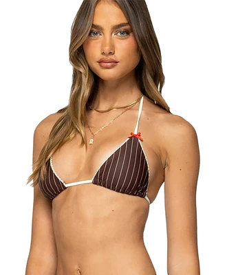 Edikted Women's Pinstripe Triangle Bikini Top
