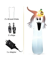 6 Feet Halloween Inflatable Blow Up Ghost with Pumpkin and Led Lights