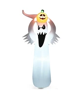 6 Feet Halloween Inflatable Blow Up Ghost with Pumpkin and Led Lights
