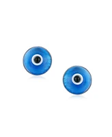 Bling Jewelry Set of 2 Spiritual Protection Evil Eye Stud Earrings Murano Glass Silver 9MM
