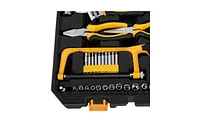198pc Tool Set Black & Yellow Hand Tool Kit with Ratchet, Wrenches, Sockets