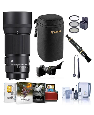 Sigma 105mm f/2.8 Dg Dn Art Macro Lens for L Mount, Bundle with ProOptic 62mm Filter Kit, Mac Software Suite, Flex Lens Shade, Pouch, Cleaning Kit, Le