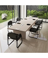 Waiting Room Chair Set of 2 Reception Chairs with Sled Base and Padded Arm Rest-Black