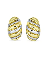 Bling Jewelry Set of 2 Geometric Twist Shrimp Half Hoop Clip-On Earrings Gold Silver Plated