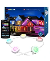 Lepro E1 Ai Permanent Outdoor Lights App Control, 50ft Smart Rgb+Ic Christmas House Lights with 60 Warm/Cool White Led Pucks, Alexa Google Enabled, Ai