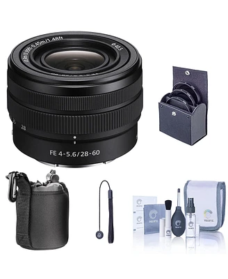 Sony Fe 28-60mm f/4-5.6 Lens, Bundle with 40.5mm Filter Kit, Lens Case, Cleaning Kit, Lens Cap Tether