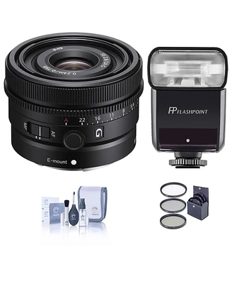Sony Fe 24mm f/2.8 G Lens for Sony E, Bundle with Flashpoint Zoom-Mini Ttl R2 Flash, 49mm Filter Kit, Cleaning Kit