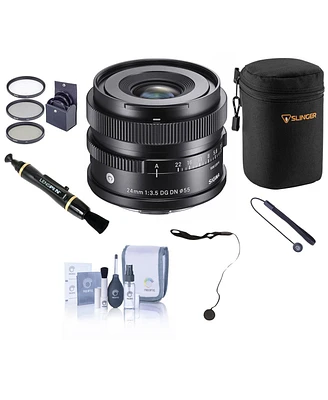 Sigma 24mm f/3.5 Dg Dn Contemporary Lens for Sony E, Bundle with Tiffen 55mm Filter Kit, Cleaning Kit, Cap Keeper, Lens Cleaner, Lens Pouch, Lens Cap