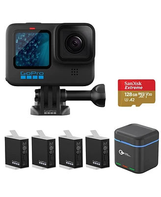 GoPro GoPro HERO12 Black Camera Bundle 128GB Uhs-i U3 microSDXC Memory Card, 2x Extra Rechargeable Battery, 2x Enduro Rechargeable Battery, Dual Batte