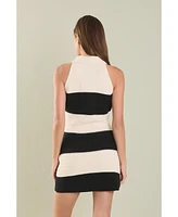 endless rose Women's Striped Crochet Knit Dress
