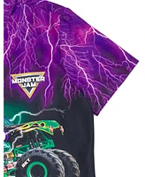 Monster Jam Boys Grave Digger Hawaiian Button Down Dress Shirt