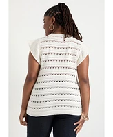 June + Vie Plus Ruffled-Sleeve Top