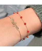 The Lovery Coral Bead Chain Bracelet 14K Gold