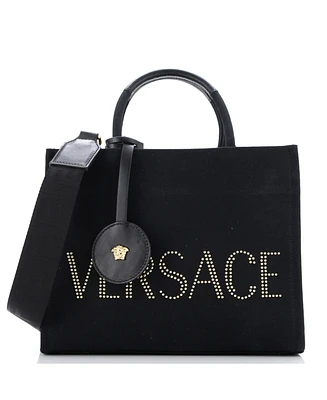 Pre-Owned Versace Medium La Medusa Tote Studded Canvas