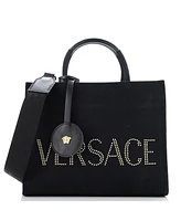Pre-Owned Versace Medium La Medusa Tote Studded Canvas