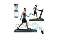 4.75HP 2 In 1 Folding Treadmill with Remote App Control-Green