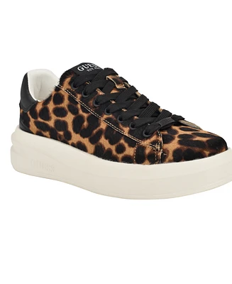 Guess Women's Elbinah Leopard Pony Lace-Up Sneakers
