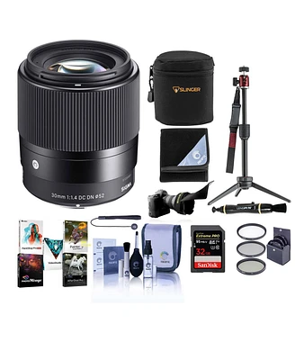 Sigma 30mm f/1.4 Dc Dn Contemporary Lens for Canon Ef-m - Bundle with Premium Accessories