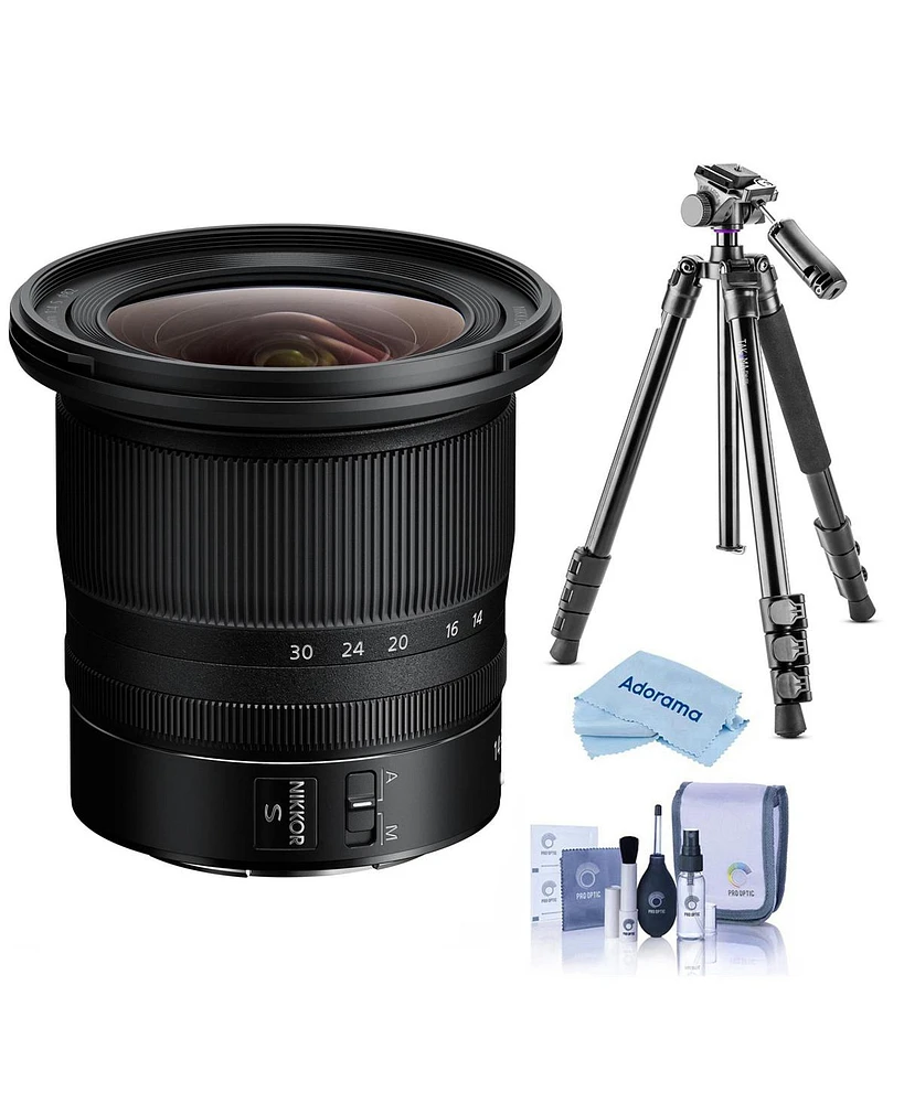 Nikon Nikkor Z 14-30mm f/4 S Lens, Bundle with Vanguard Alta Pro 264AT Tripod and Tbh-100 Head and Qr Plate, Cleaning Kit, Cleaning Cloth