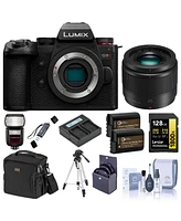 Panasonic Lumix G9II Mirrorless Camera with Lumix G 25mm f/1.7 Lens, Bundle with Zoom Li-on Iii R2 Flash, 128GB Sdxc Memory Card, Tripod, 2x Dmw-BLK22