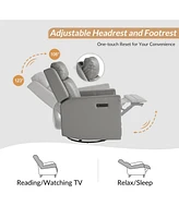 Jaime Genuine Leather Swivel Power Recliner Built-in Usb Port with Adjustable Headrest