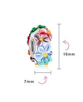 Bling Jewelry Murano Glass Charm Bead Multi-Color Flower Design Fits European Bracelet