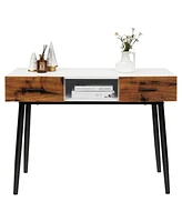 42 Inch Industrial Console Table with 2 Drawers for Entryway Hallway