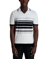 Karl Lagerfeld Paris Men's Striped Collared Short-Sleeve Sweater