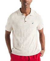 Nautica Men's Sailboat Textured Sweater Polo Shirt