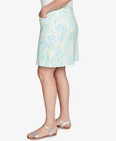 Hearts Of Palm Plus Tropical Print Pull On Skirt