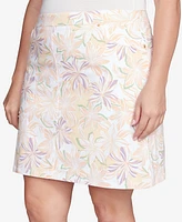 Hearts Of Palm Plus Floral Print Pull On Skirt