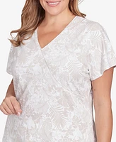 Hearts Of Palm Plus Short Sleeve Surplice Top