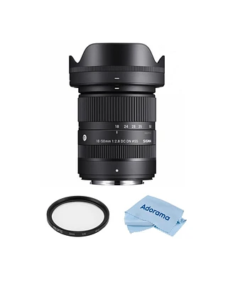 Sigma 18-50mm f/2.8 Dc Dn Contemporary Lens for Fujifilm X, Bundle with 55mm Multi Coated Uv Slim Filter, Microfiber Cleaning Cloth