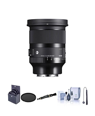 Sigma 20mm f/1.4 Dg Dn Art Lens for Sony E Bundle with 82mm Filter Kit, 82mm Vnd Filter, Lens Cleaner, Cleaning Kit, Lens Cap Tether