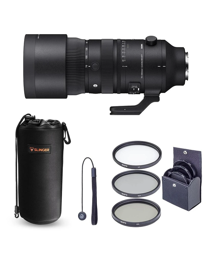 Sigma 70-200mm f/2.8 Dg Dn Os Sports Lens for Sony E Bundle With Lens Case + Filter Kit + Lens Cap Tether