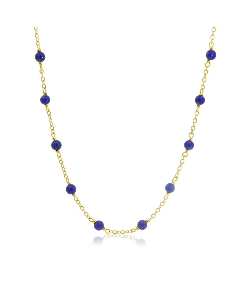 The Lovery Lapis Bead Station Necklace 14K Gold