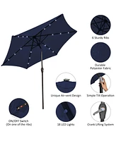 Gymax 10FT Solar Umbrella Led Patio Market Steel Tilt w/Crank Outdoor New Patio
