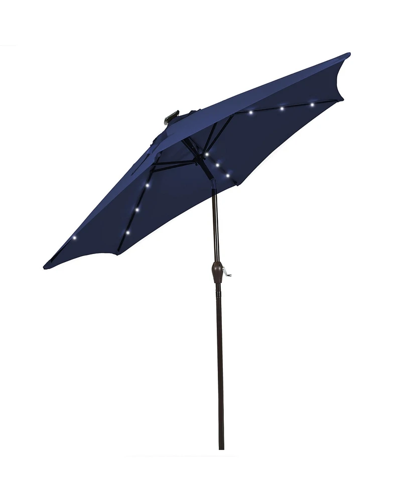 Gymax 10FT Solar Umbrella Led Patio Market Steel Tilt w/Crank Outdoor New Patio