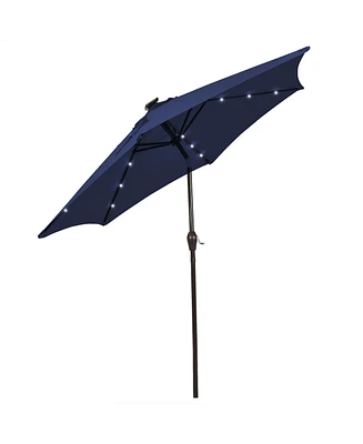 Gymax 10FT Solar Umbrella Led Patio Market Steel Tilt w/Crank Outdoor New Patio