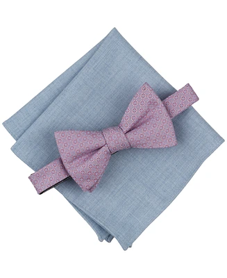 Bar Iii Men's Medallion Bow Tie & Solid Pocket Square Set, Exclusively at Macy's