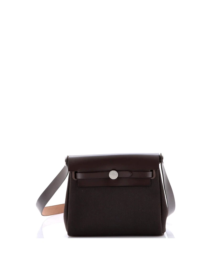 Pre-Owned Hermes 20 Herbag Zip Toile and Leather