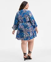 Nina Parker Trendy Plus Crinkle Wrap Dress