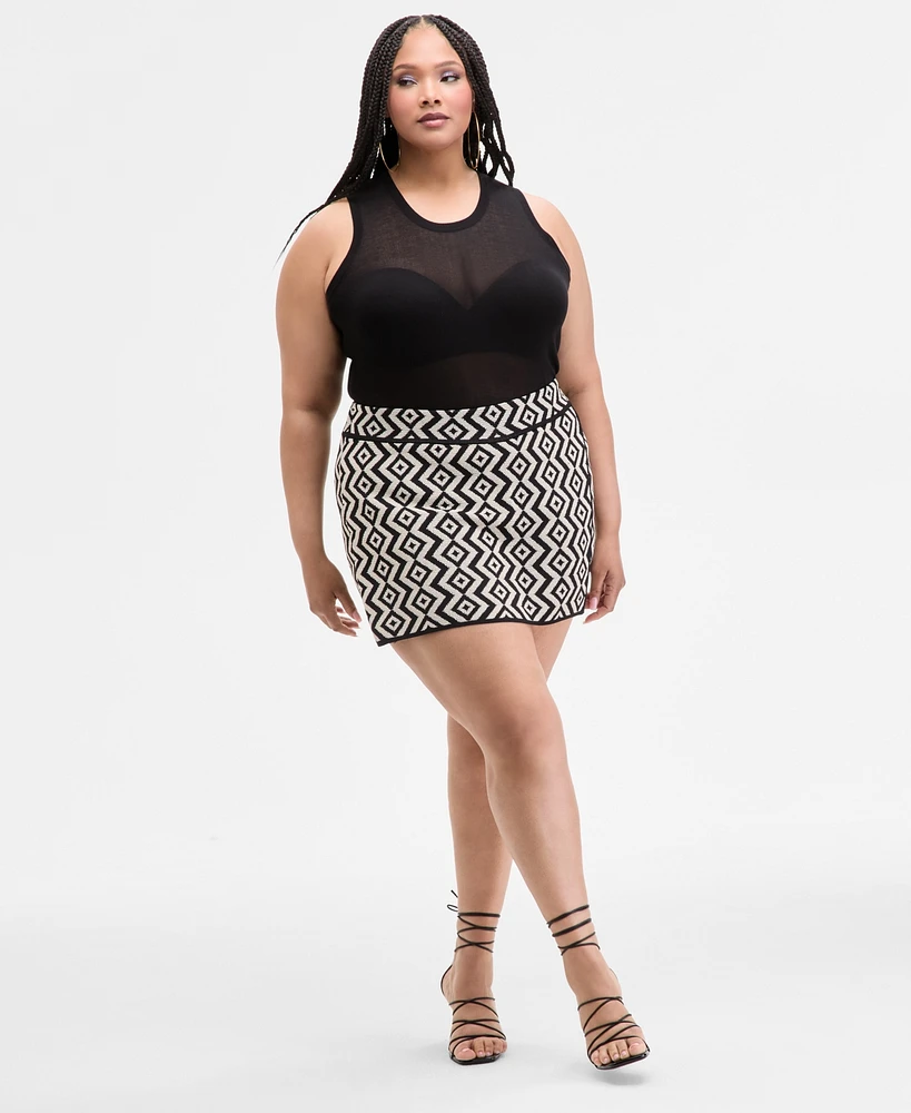 Nina Parker Trendy Plus Geo-Knit Skort