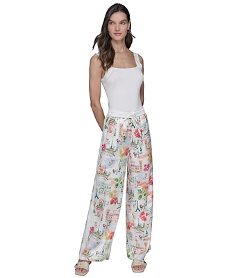 Karl Lagerfeld Paris Petite Multi-Print Soft Pants